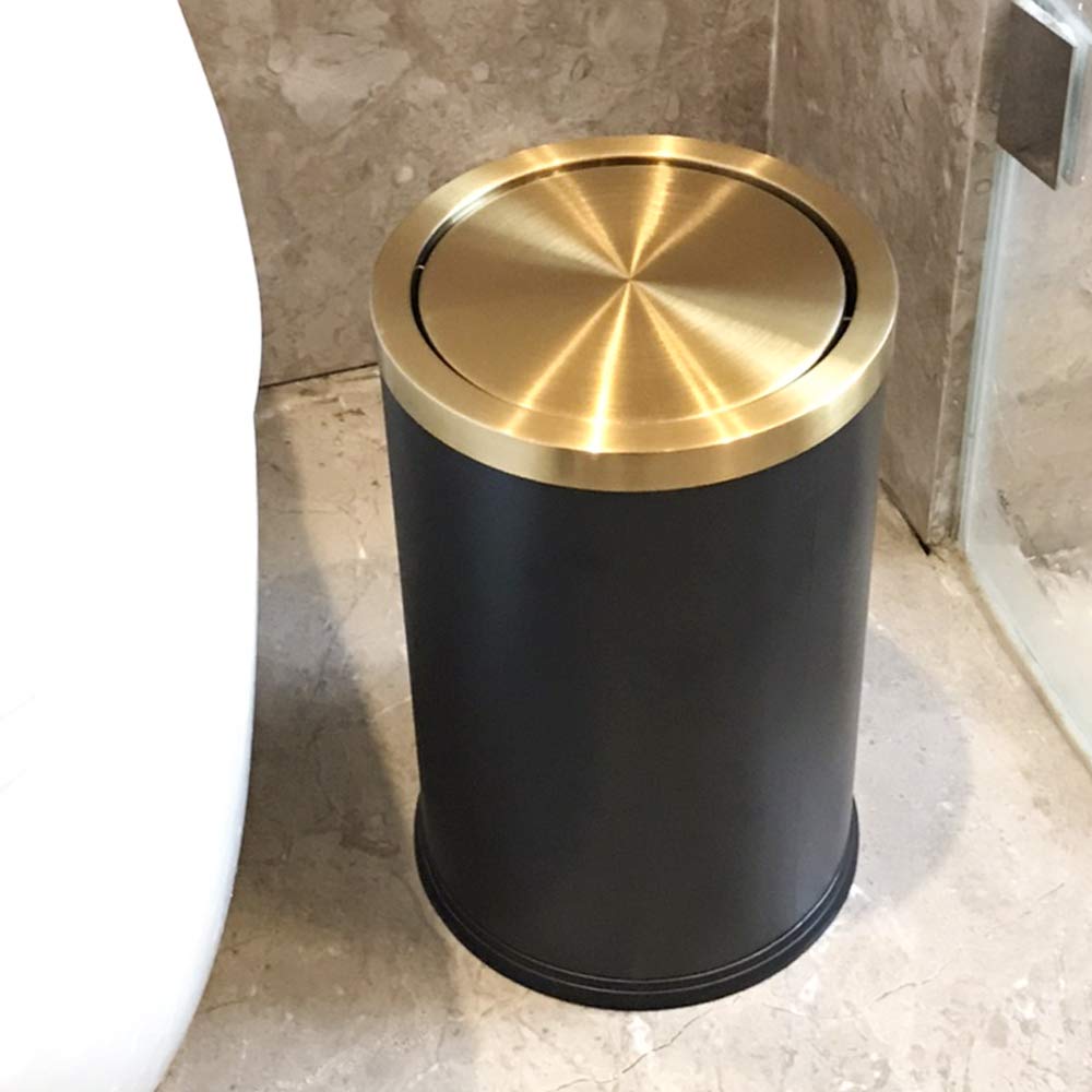 Stainless Steel Trash can, Bathroom Trash can with lid，Small Trash Can with Flipping Lid, 2.4gallon, Garbage cans for Kitchen，Living Room. Metallic Gold (ＢＬＡＣＫ): Industrial & Scientific