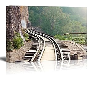 Beautiful Scenery Landscape Dying Railway Tracks in Period World War 2 of Thailand - Canvas Art Wall Art - 12" x 18"