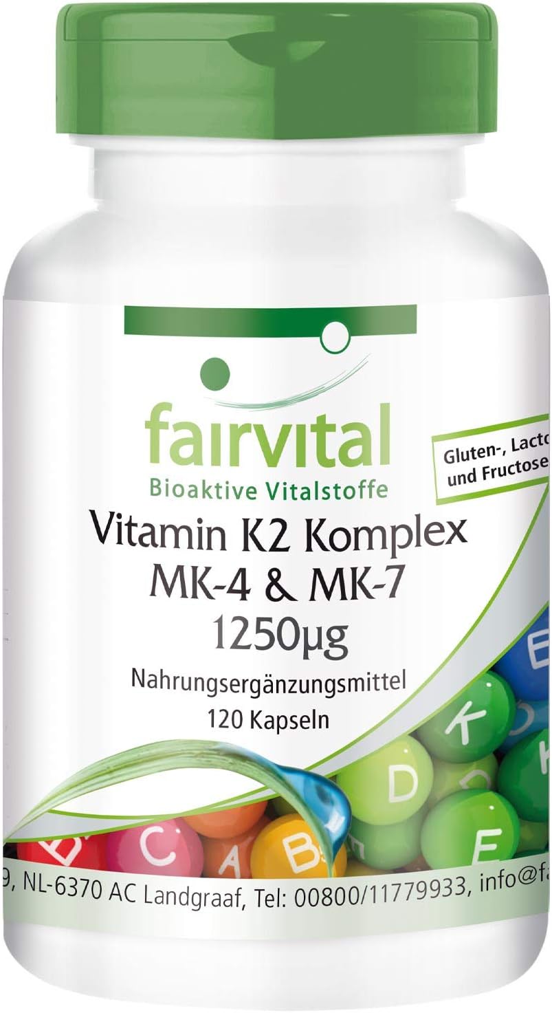 Vitamin K2 MK4 & MK7 Complex 1250mcg Bulk Pack for 4 Months Vegan