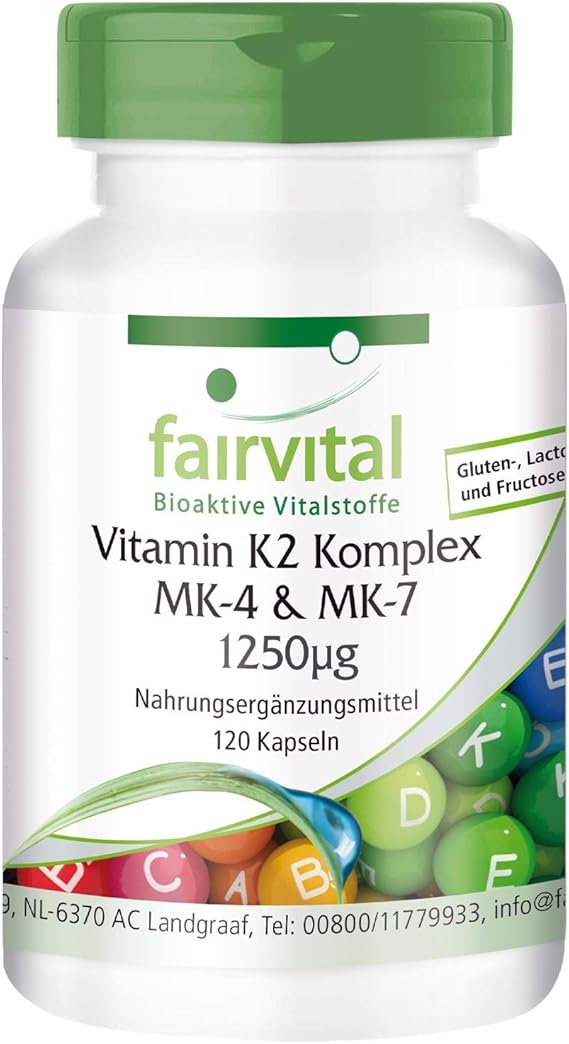 Vitamin K2 MK4 & MK7 Complex 1250mcg Bulk Pack for 4 Months Vegan