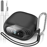 LDSXAY for Anker Soundcore Liberty 5 Pro Case with 5Pcs Screen Protector | Soft Silicone Shockproof Protective Cover for Soundcore Liberty 5 Pro Earbuds with Cleaner Kit, Carabiner and Lanyard, Black