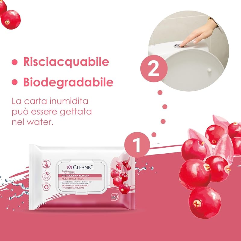 Intimate Usa e Getta – (40 Pezzi) Salvietta combinata – Rinfresca zona intima, estratto di mirtillo rosso e prebiotico – 40 Pezzi — foto 3 di 8