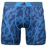 adidas Men's Climalite Flex Boxer Brief Underwear, Chevrex Solar Blue/Solar Blue, Small