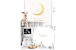 OLIVE & LARK Baby Keepsake Box with Baby Memory Book - Baby Shower Gifts for Mom, Gender Reveal Gift Ideas - Cool Gifts for New Mom - Baby Journal Boy and Girl - Baby Books Keepsake First 5 Years, Scrapbook, Beige
