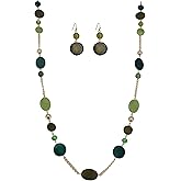 Jules D. Long Bead Necklaces For Women Link Chain Multi Color Necklace Earring Set Shell Stone Beads Fashion Necklace Gift