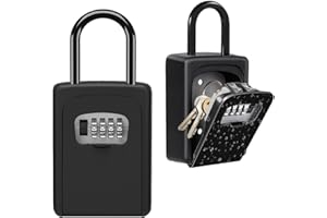 FAYLEEKO Key Lock Box Wall Mounted, Portable Lock Box for House Key, 5 Key Capacity, Weatherproof Resettable Code House Key Safe Security Lock Box for Indoor, Outdoor, Garage, Garden, Store (1 Pack, Black)