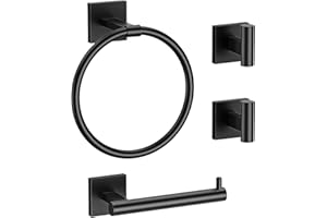 Matte Black Towel Holder Set 4 Piece Bathroom Accessories Set SUS304 Stainless Steel Towel Ring Set Wall Mounted