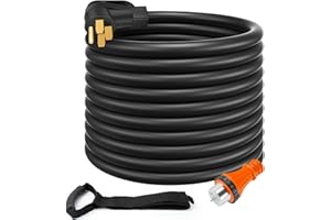 Rophor 50 Amp Generator Cord 50 Feet, NEMA 14-50p to CS6364 & SS2-50R Generator Emergency Power Cord, 125/250V, 12500 Watts, Perfect for Generator to House Connection