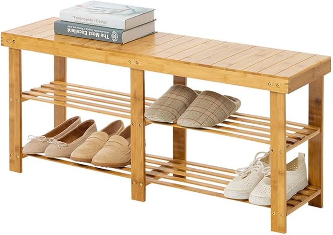 ZXYY Gran Banco de bambú para Zapatos,Entrada,Estante para Zapatos de 2