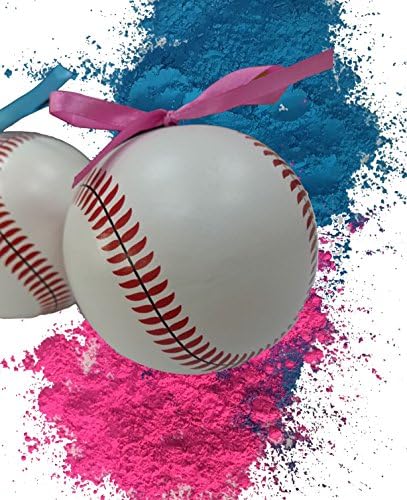 Gender Reveal Baseball Ceramic with Ribbons 2-Pack Pink/Blue Team Girl/Team Boy