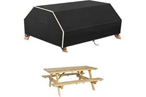 LooKu 420D Picnic Table Cover Extra Large Waterproof Heavy-Duty Oxford Fabric Anti-UV Covers for 6FT Picnic Table Outdoor Ben
