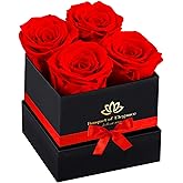 Forever Flowers Roses in A Box,Real Preserved Flowers,Preserved Roses,Preserved Flowers for Delivery,Forever Flower Gifts for Women/Men/Mom,Flowers for Mothers Day,Valentine's Day Rose Gifts,Red