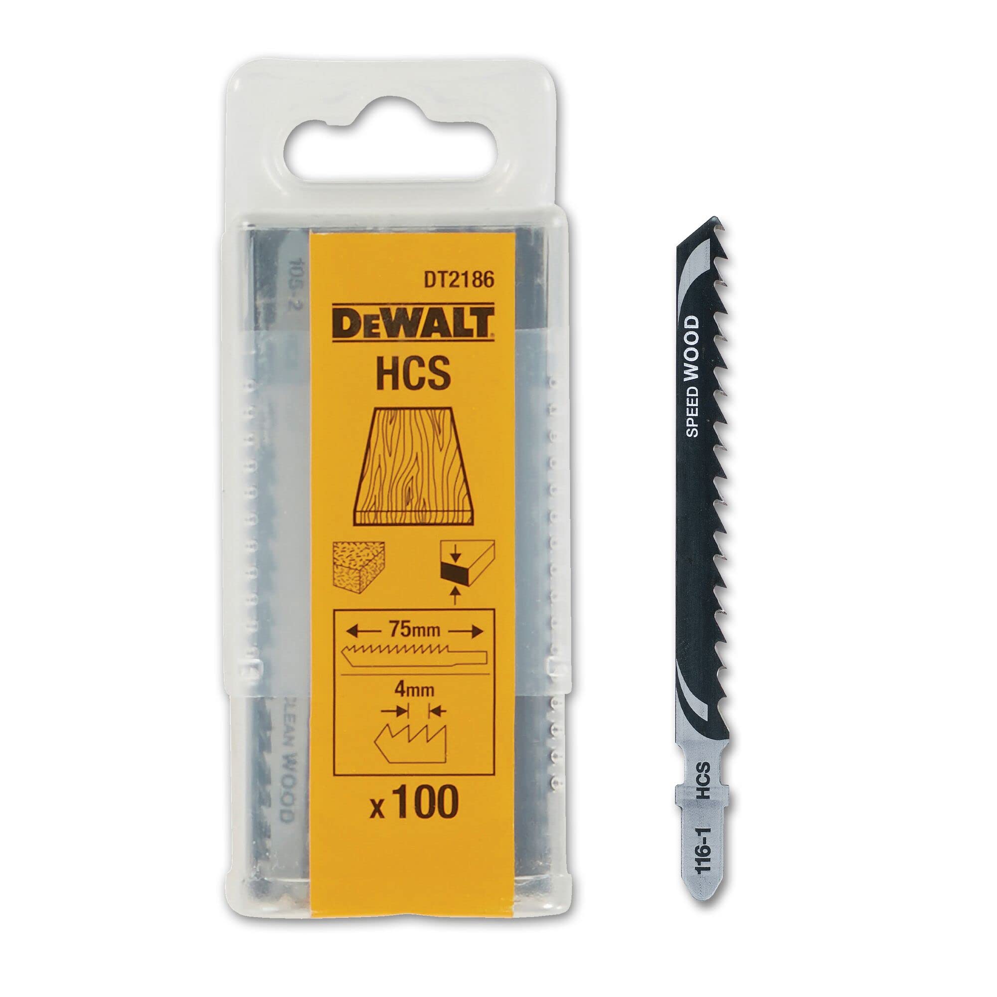 Dewalt HCS Jig Saw Blade Wood, Pack of 100, 60 mm, DT2186 QZ