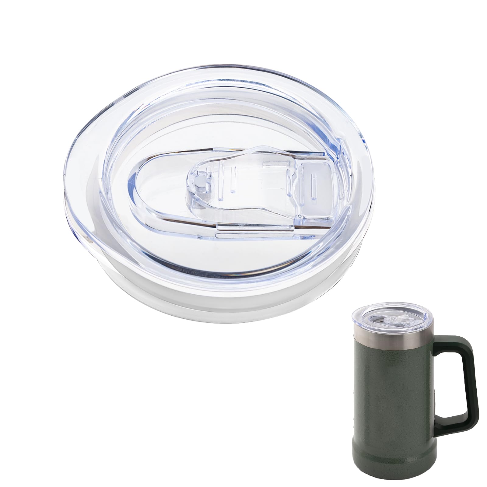 Photo 1 of Replacement Lid Compatible with Stanley 24oz Classic Beer Stein, Clear Replacement Spill Proof Cup Lids with Sealing Silicone Ring, BPA-Free, Dishwasher Safe for Drinking Cup Cover