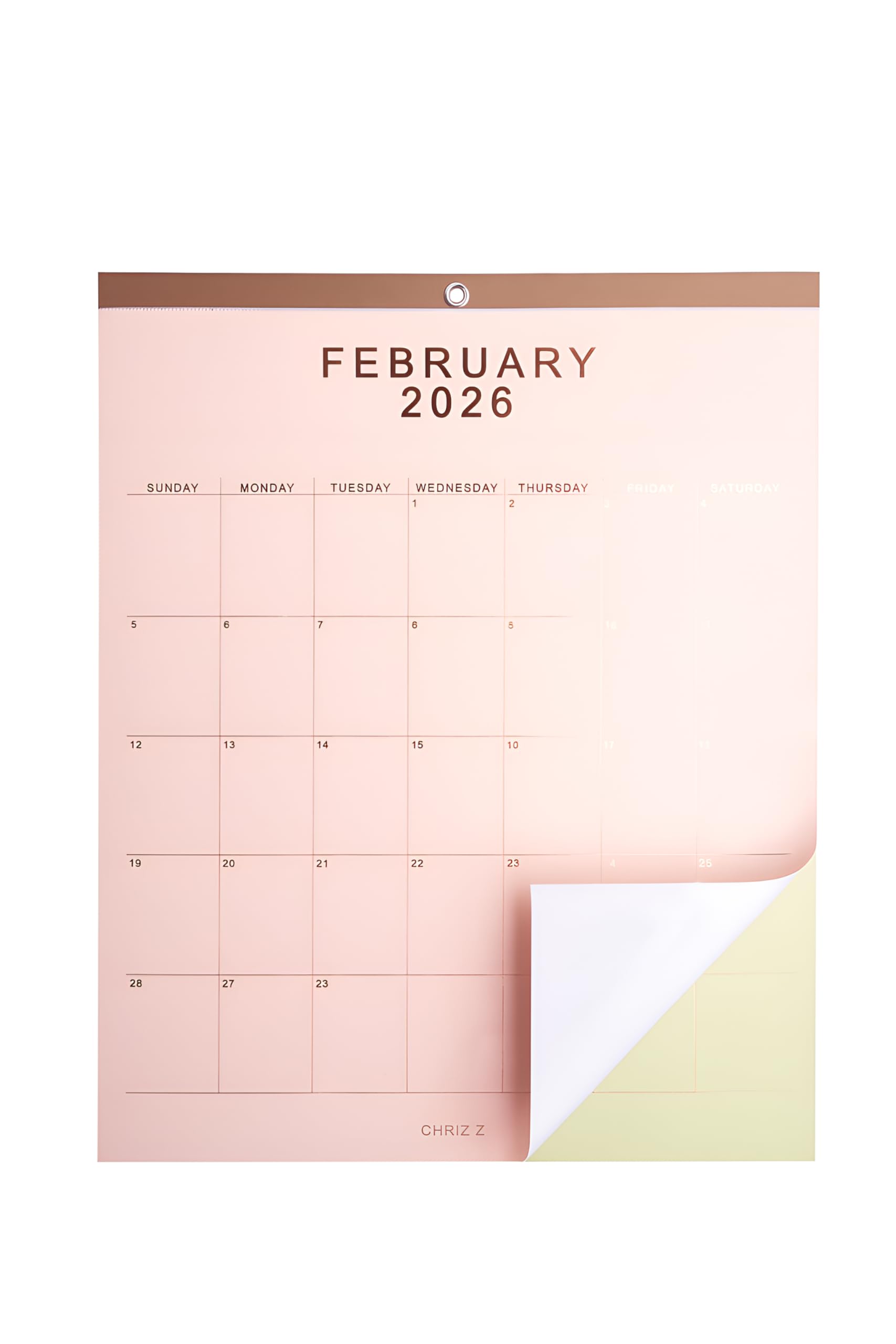 2020 Wall Calendar - 12" x 15" Rose Gold Foil Lettering Monthly Planning Hanging Peel Off Large Print Wall/Desk Calendar on Multi-Color Paper - January 2020 to December 2020