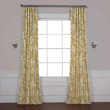 1pc Girls Mustard Yellow Paisley Floral Window Curtain 108 Single