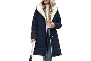 UMIPUBO Women's Long Winter Puffer Jacket – Sherpa Fleece Lined Hooded Coat, Water-Repellent Windproof Quilted Outerwear
