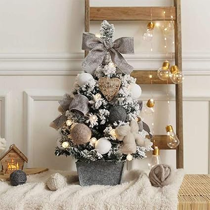 Gray Flocked Christmas Trees Prelit 2ft 60cm Premium Flash Xmas