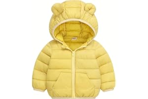 bebeone Toddler Winter Coats Puffer Padded Jacket Baby Boys Girls Bear Hoods Down Jacket Light Weight Infant Outerwear