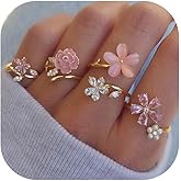 HUASAI Gold Stackable Rings for Women Knuckle Statement Rings Rhinestone Flower Bow Moon Star Ring Holiday Gifts Christmas