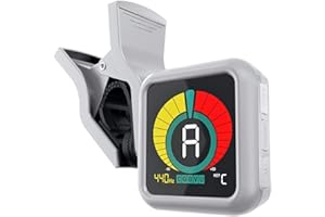 KLIQ MUSIC GEAR KLIQ UberTuner - Professional Clip-On Tuner for All Instruments (multi-key modes) - with Guitar, Ukulele, Violin, Bass & Chromatic Tuning Modes, White (Special Edition) (also for Mandolin and Banjo)