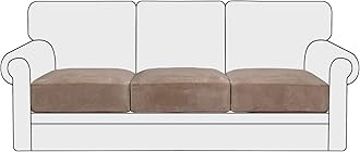 PrinceDeco Stretch Velvet Couch Cushion Covers for Individual Cushions Sofa Cushion Covers Seat Cushion Covers, Sofa Covers Washable, Couch Seat Cushion Covers for Sectional Couch(3 Pieces, Taupe)