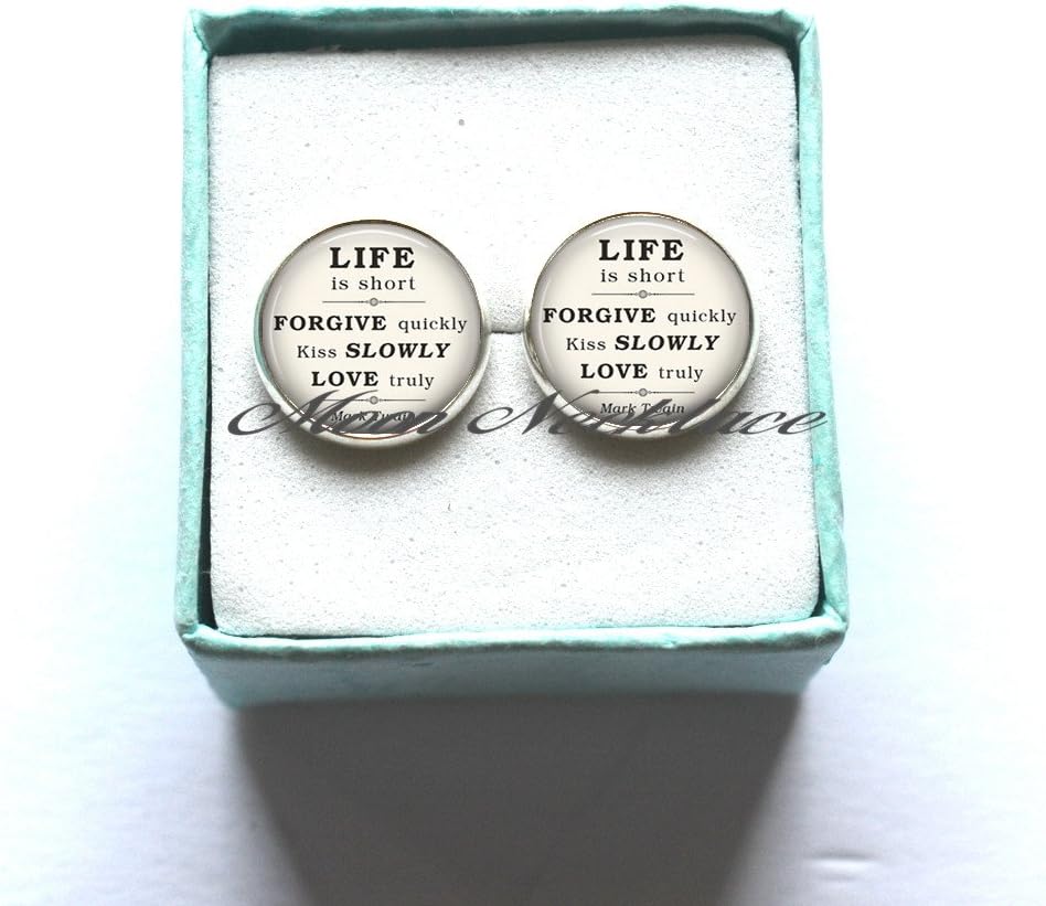 Charm EarringsLife is Short,quote Earrings, quote Stud earrings, inspirational quote