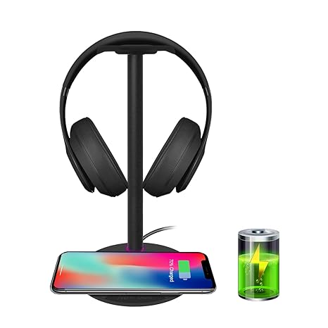 Wireless Charger mit Kopfhörer Ständer New Bee 2 in 1,3 Modle Wireless Charging Pad mit Game Headset Ständer für Das iPhone, 