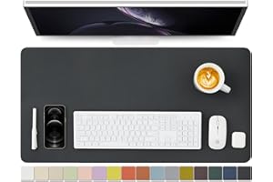 HOMIEAZICOZI Leather Desk Mat - Non-Slip PU Desk Pad for Office and Home - Desk Organization and Accessories - Ideal for Large Mouse Pad and Desk Mats on Top of Desks (Black,31.5"x 15.7")