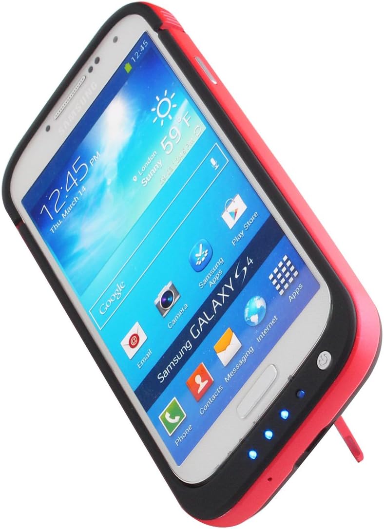 ShowTop 4200mAh Portable USB External Rechargeable Backup Battery Power Bank Charger Case with Viewing Stand for Samsung Galaxy S4 i9500 (Black + Red)