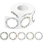 400Pcs Canning jar Labels,2 inch White Mason jar Labels,Christmas Gift Labels Tags Stickers,5 Design of Floral Wreath,Spice Labels Stickers for Storage Organizing Tags Envelop Seal