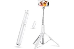 Torjim 60” Phone Tripod & Selfie Stick, All in One Extendable Cell Phone Tripod with Remote Shutter for Live Streaming/Video Recording, Upgraded iPhone Tripod Stand Compatible with iOS/Android（White）