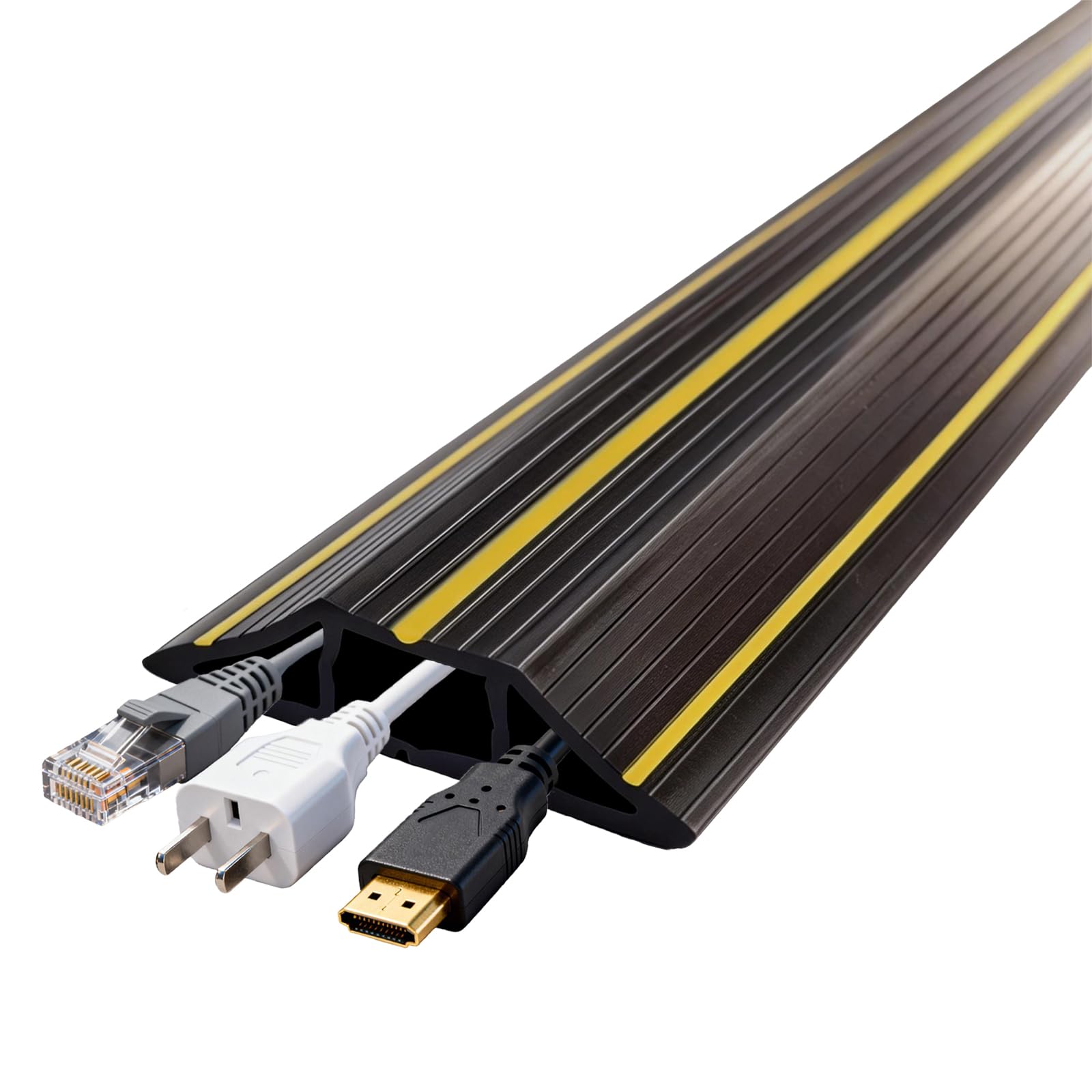 Hniuyun Floor Cable Cover, Cord Covers for Wires On Floor, Heavy Duty Cable Protector 3 Channels Cable Management Electrical Cord Hider for Home, Office & Outdoor