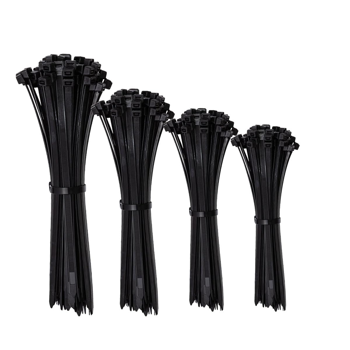 ERKO Cable Ties Black Set 200 Pieces, Various Sizes 100/150/200/300mm, 2.5/3.6mm Width UV-Resistant, Temperature Resistant