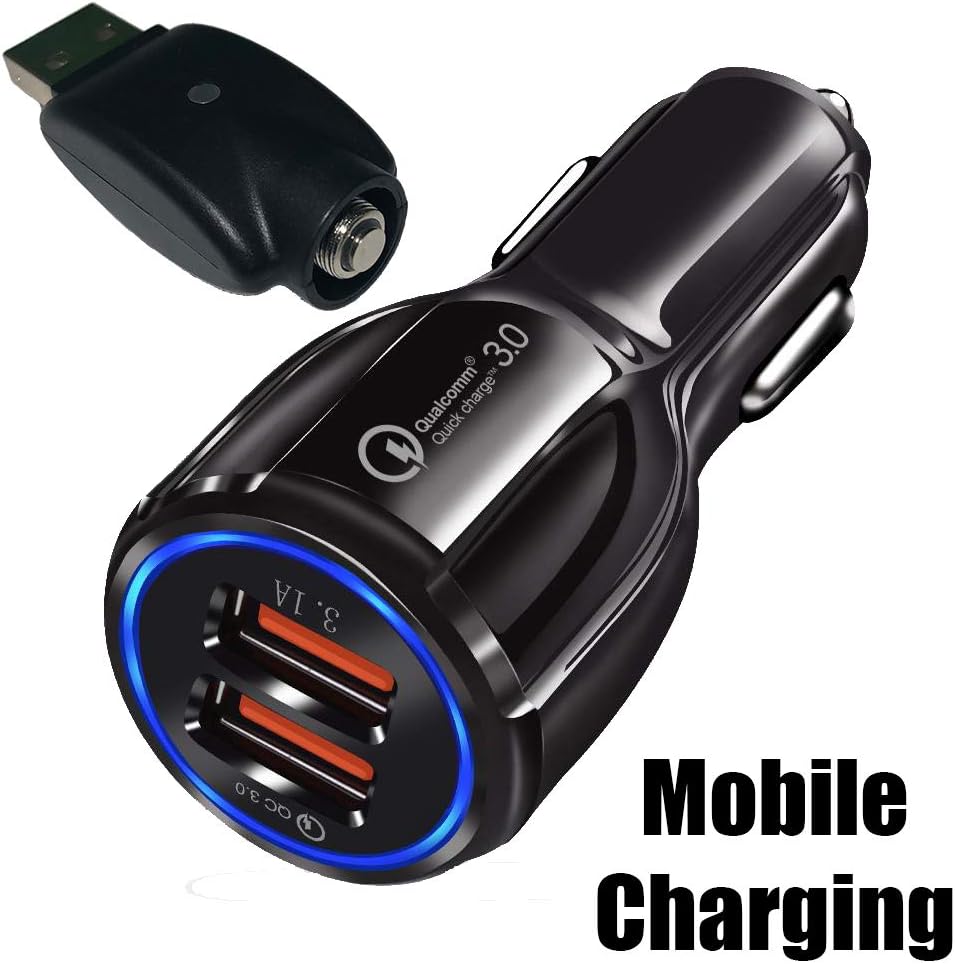 510 Thread Charger Mobile Charge Kit with Dual USB Fast Charging Car Charger 5V 3.1A QualComm