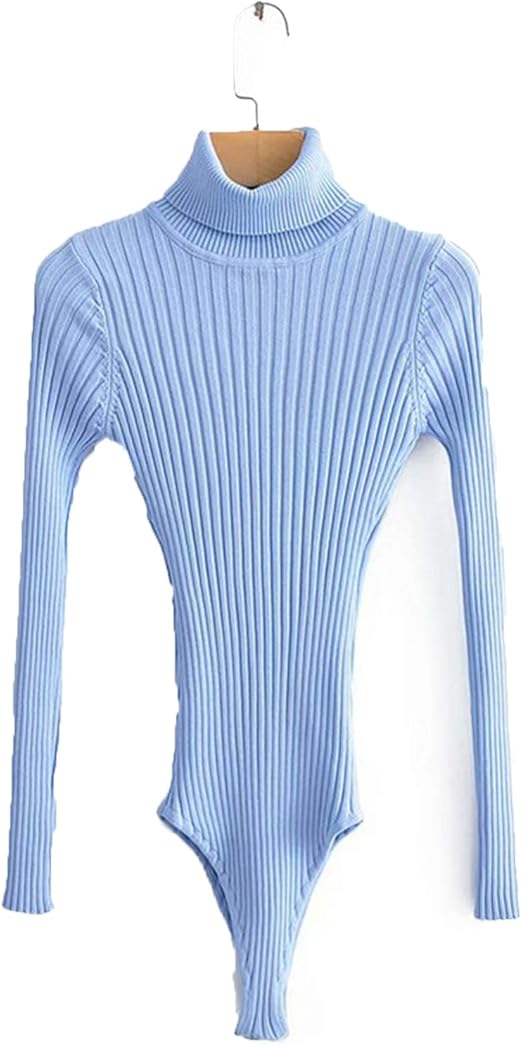 Bodysuits High Neck Sexy Bodysuit Women Tops Autumn Winter 2020 Rib