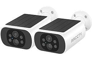 ARCCTV Solar Security Camera Outdoor Wireless, 4MP Battery Powered Home Surveillance Camera with Embedded Solar Panel, PIR Motion Sensor, 2.4G/5G Dual Band WiFi (2 Pack)