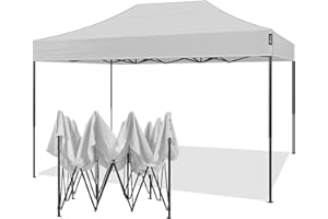 AMERICAN PHOENIX 10x15 Tent Pop Up Canopy Easy Portable Commercial Instant Canopies Outdoor Market Shelter (10'x15' (Black Frame), White)