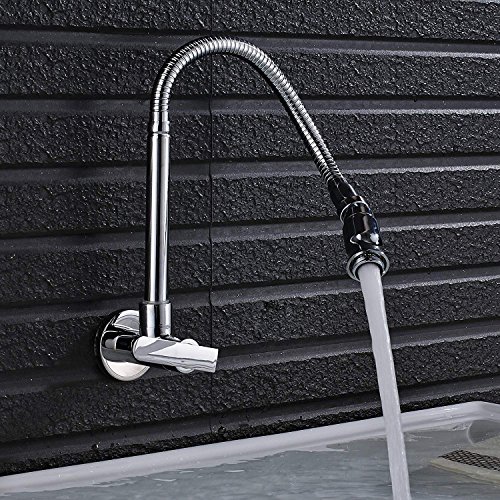 Rozin Wall Mounted Flexible Rotatable Spout Sink Faucet Single Cold Water Tap