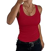 EADINVE Women's Scoop Neck Ribbed Tank Top Basic Sleeveless Racerback Tops Summer Trendy Slim Fit Shirts 2026