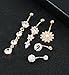YOVORO 5PCS 14G 316L Stainless Steel Dangle Belly Button Rings for Women Navel Rings Curved Barbell Body Piercing R