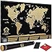 Divalis Scratch Off World Map Poster Flags US States - Black Gold - Large, Laminated, Detailed Scratchable Travel World Map - Scratcher, Pins, Thumb Tacks Included - Best Gift