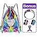 Pawliss Mermaid Reversible Sequin Drawstring Backpack with Bonus Slap Bracelet, Headband, Keychain Set, Magic Glittering Dance Bag, Rainbow, 5pcs