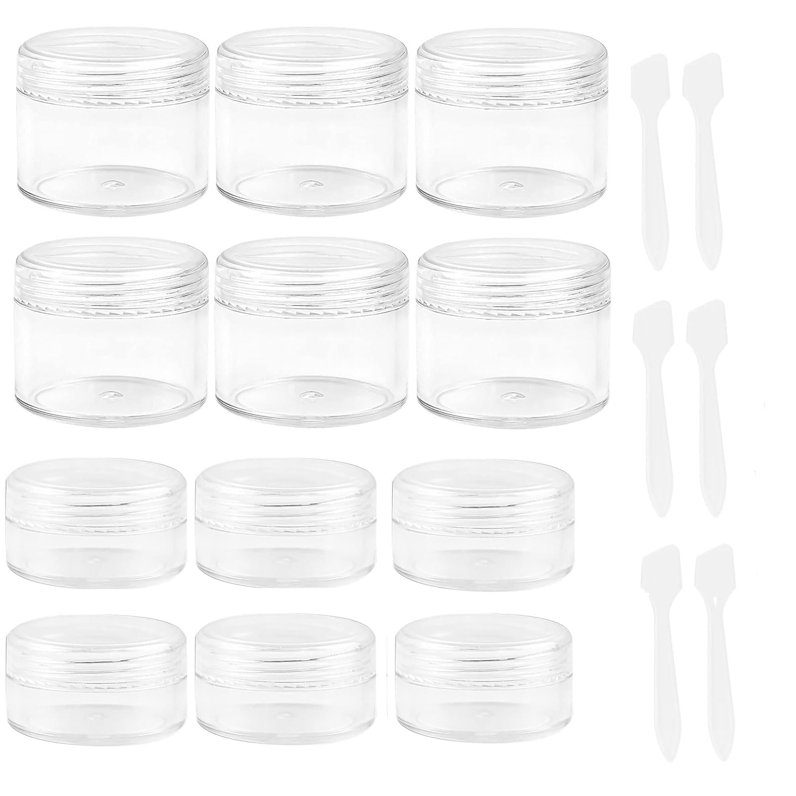 18Pcs Sample Pots - 10ml and 20ml Travel Bottles With Leakproof Lids, Wide Mouth Clear Mini Pots for Creams, Lotion, Glitter, Makeup, Cosmetic Jars With Lids