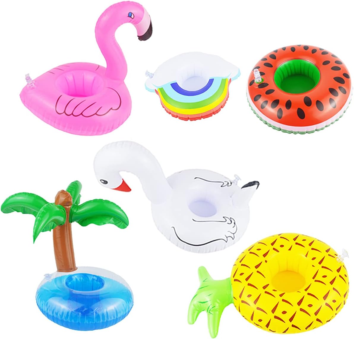 ZONEWAY 6 Pack Inflatable Drink Holders,Floats Inflatable Cup Coasters for Summer Pool Party and Kids Fun Bath Toys