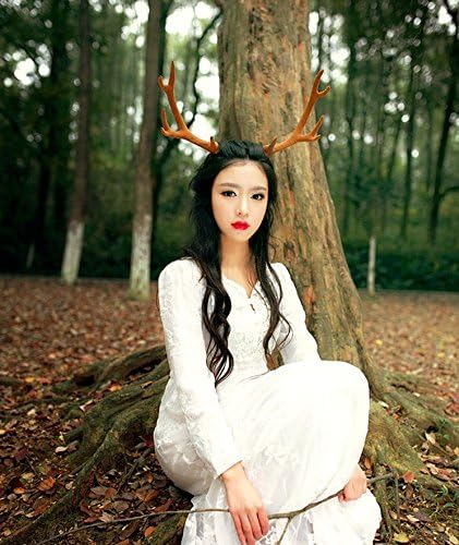 Halloween Christmas lolita big forest queen cosplay reindeer elk antlers headband (brown)