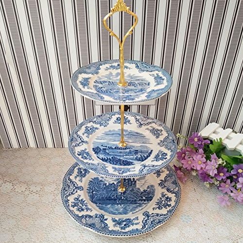 BZCPZ Blue Scenery castles tableware in Western dish coffee cup,Three layers of cake plate