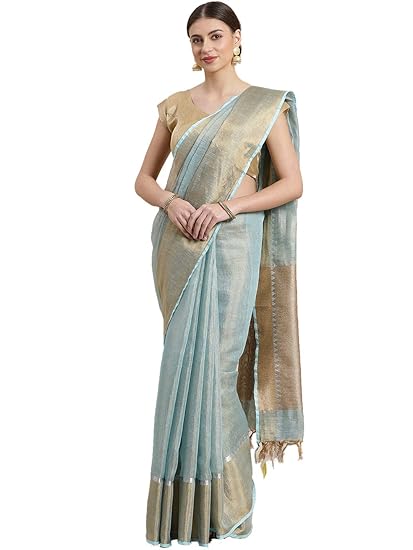 Linen Handwoven Saree and Blouse ALBGSA0020