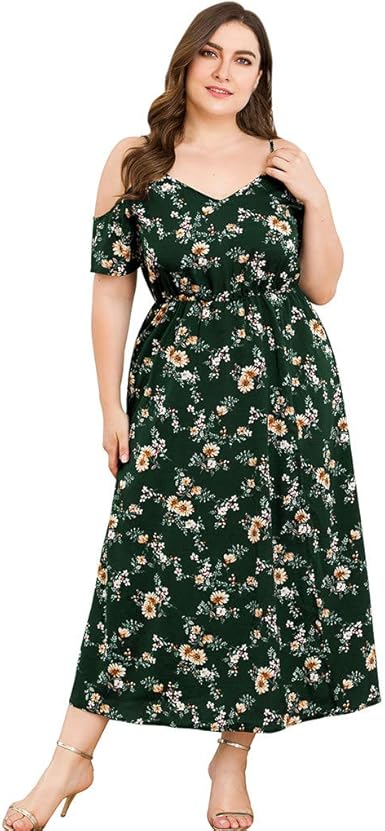plus size cold shoulder maxi dress