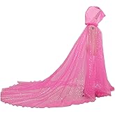 Women Wedding Tulle Cape Hooded Elf Cloak Bridal Dress Robe with Long Train